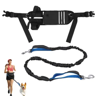 Joggingleine für Hunde, reflektierend, verstellbar, 134–180 cm, schwarz
