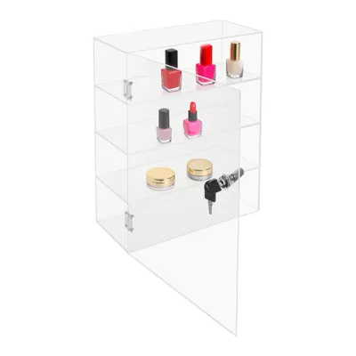Zdjęcie produktu dla 4-poziomowy organizer na biurko 30*15*40cm Gablota akrylowa z kluczem Gabloty sprzedażowe (przezroczyste)