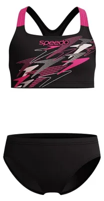 Image de Bikini Speedo Medley à dos nageur pour filles, couleur : noir, tailles enfant : 176