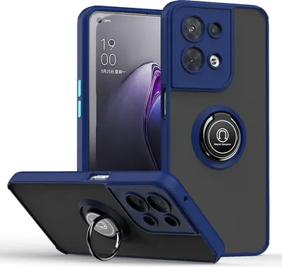 Produktbild von OPPO Reno8 Hülle, Ring Halter Ständer Matte Transluzent TPU Rahmen Stoßfest Schutzhülle für OPPO Reno8