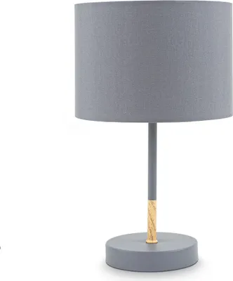 Produktbild von Tischleuchte Stoffschirm Grau Holz E27 Stoffschirm 20cm Tischlampe Nachttisch