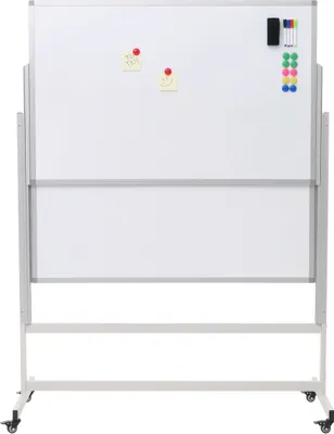 Immagine prodotto di Lavagna bianca HWC-L87, lavagna magnetica, due lavagne, scrivibile su entrambi i lati, regolabile in altezza, arrotolabile incl. accessori 101x69cm