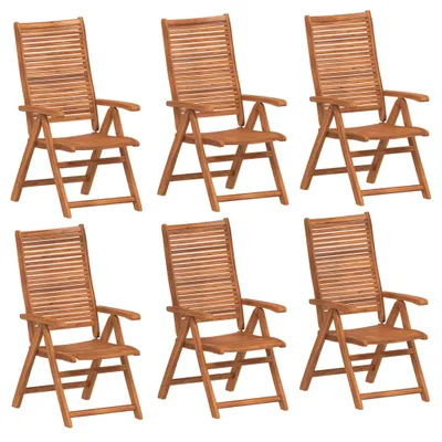 Image de vidaXL Chaises de jardin, lot de 6, réglables, 56 x 72 x 107 cm, bois massif d'acacia