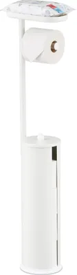 Immagine prodotto di Portarotoli Relaxdays, per 4 rotoli di ricambio, ripiano, metallo, A x L x P: 91 x 22 x 14 cm, portarotoli da bagno, bianco