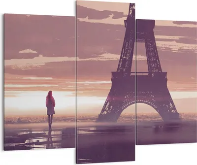 Produktbild von Bild auf Leinwand - Leinwandbild - Paris Stadt Nacht - 130x100cm - Wand Bild - Wanddeko - Leinwanddruck - Bilder - Kunstdruck - Wanddekoration - Leinwand bilder - Wandkunst - CB130x100-4104