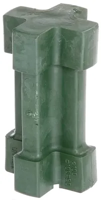 A green plastic tool for driving ground sleeves into the earth.