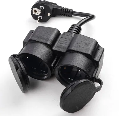 Produktbild von Klarlight-Verlängerungskabel mit 2 Schuko-Steckdosen – Doppelstecker für Steckdose – Doppelte Steckdose für den Außenbereich – Schwarz