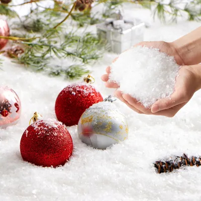 Kunstschnee 340 g – künstliche Schneeflocken für Weihnachtsdeko
