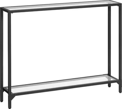Produktbild von Hoobro Konsolentisch 100 cm Schwarz Hartglas Metallgestell