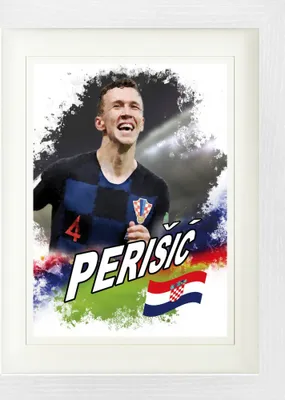 Obrázek produktu pro Fotbal Zarámovaný obraz s paspartou | Wall Art | V rámu - Ivan Perišič, Chorvatsko (40 x 30 cm)