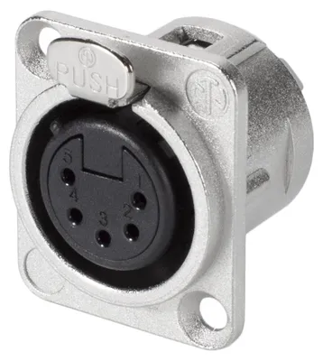Produktbild von NEUTRIK® XLR, 5-pol , Metall-, Löttechnik-Einbaubuchse, versilberte(r) Kontakt(e), Type D, nickelfarben