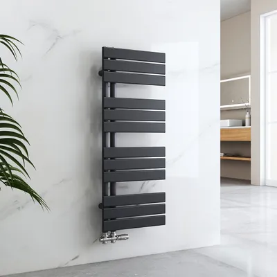 Zdjęcie produktu dla Suszarka na ręczniki EMKE Grzejnik łazienkowy Grzejnik panelowy Podłączenie boczne Naścienne ciepłej wody 1041 x 400 mm Antracyt