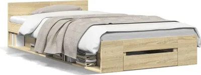 Produktbild von vidaXL Bettgestell mit Schublade Sonoma-Eiche 90x200 cm Holzwerkstoff