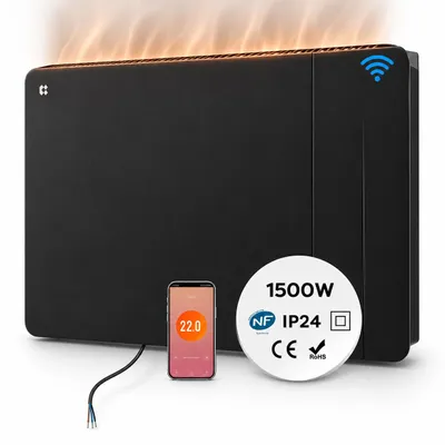 Produktbild von CIARRA Elektroheizkörper 1500W mit Keramikspeicher, WLAN Steuerung, Digitalthermostat, Programmierbarer Wandheizkörper mit LCD Display, IP24, Schwarz,