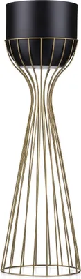 Image de Howhomely porte-fleurs moderne avec couvercle 68 cm au grenier - en métal - porte-plantes au design intéressant - cadre doré et couvercle noir au grenier - style