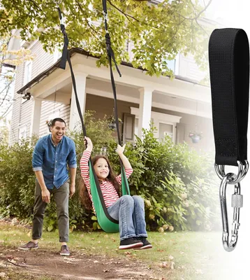 Produktbild von Hängemattenbefestigung 4 Stück Swing Befestigung Hängemattenriemen mit 4 Karabinerhaken für schwere Belastung D-Ringe Nylon Tragbare Swing Aufhängung Kit Reißfeste Aufhängeriemen für Hängematten