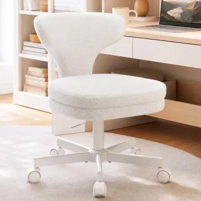 Immagine prodotto di Sedia per il trucco CH500 - Sedia da ufficio - Regolabile in altezza - Girevole - Con rotelle - Ergonomica - Senza braccioli - Bianca