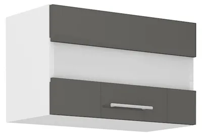 Produktbild von Küche Glashängeschrank 60 Lara Grau Glanz + Weiss matt Küchenzeile Küchenblock