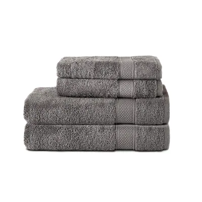 Produktbild von Komfortec 2er Handtuch 50x100 cm und 2er Badetücher 70x140 cm Set, Frottee Handtücher & Duschtuch XXL, 100% Baumwolle - Weiche, Schnelltrocknend, Anthrazit Grau