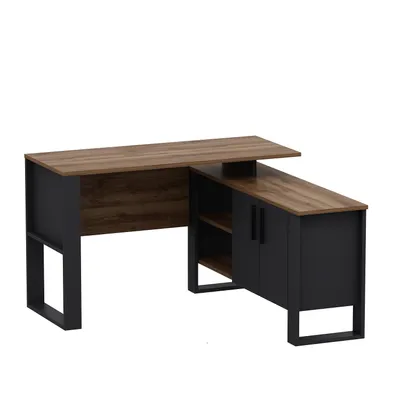 Produktbild von Homidea ARES moderner Eckschreibtisch – Computer-Schreibtisch in L-Form mit Regalen und Schubladen für Büro und Zuhause 120/120 x 50 / 35 x 73,8 cm ( Anthracite - Nussbaum )