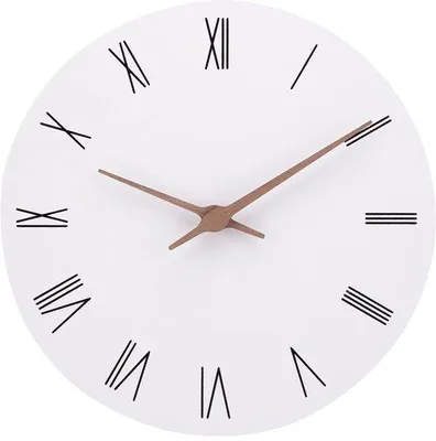Image de Horloge murale moderne en MDF de 30 cm, horloge à quartz silencieuse, grande taille, à piles, blanche