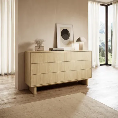 Immagine prodotto di Hasimi - Credenza, 154x38x83h cm Marrone Rovere, 6 Cassetti