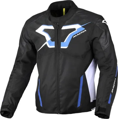 Obrázok produktu pre Macna Tazar 2.0, nepremokavá motocyklová textilná bunda, čierno-biela-modrá, veľkosť M