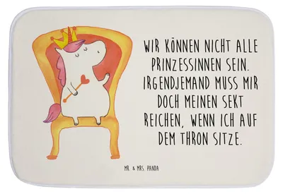 Produktbild von Mr. & Mrs. Panda Badteppich Einhorn Prinzessin - Weiß - Geschenk, Badvorleger, Duschvorleger, badezimmermatte, Geburtstagsgeschenk, Unicorn, Badezimmerteppich, Geburtstag