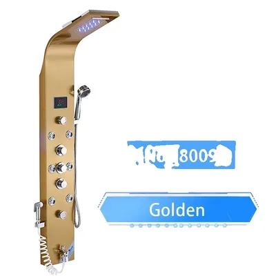 Produktbild von LED Duschpaneel, Regendusche, SPA-Massagestrahl, Golden 8009