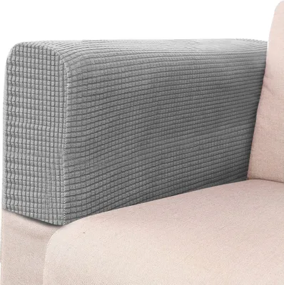 Produktbild von 2 Stück Stretch Sofa Armlehnenbezüge, Elastische Abnehmbar Waschbar Armlehnenschoner, Grau