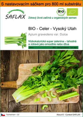 Obrázek produktu pro SAFLAX Garden in the bag - BIO - Celer - Vysoký Utah - Apium graveolens var. Dulce - 500 Semena - S pěstebním substrátem v praktickém samovztyčovacím sáčku