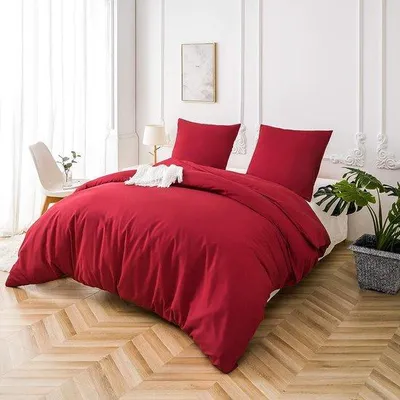 Produktbild von Famanu Bettwäsche Mikrofaser gebürstet - Bordeauxrot, 1 Bettbezug 200 x 220 cm + 2 Kissenbezüge 80 x 80 cm