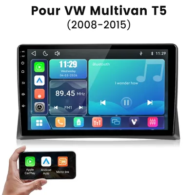 Image de Autoradio Junsun pour VW Multivan T5 (2008–2015) – CarPlay sans fil & Android Auto, système Linux