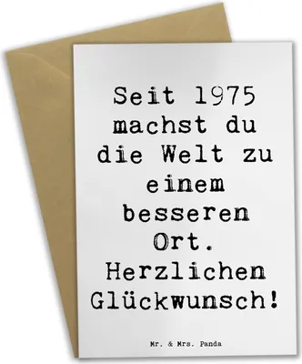 Produktbild von Mr. & Mrs. Panda babykarte Spruch 1975 Geburtstag - Weiß - Geschenk, hochzeitskarten, weihnachtskarten, einladungskarten, Erinnerungen, Grußkarte, Happy Birthday, Alter