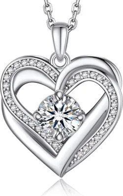 Produktbild von Damen Herzkette 1 Karat Moissanite Diamant Kette Silber 925 mit Anhänger Rose