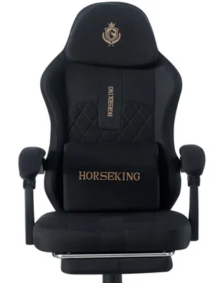 Obrázok produktu pre Herná stolička Horseking s podnožkou, otočná herná stolička, čierna MS500