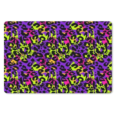 Produktbild von MuchoWow® Schreibtischunterlage Pantherdruck - Neon - Lila - Gelb 60x40 cm - XXL Mauspad - Großes Mauspad