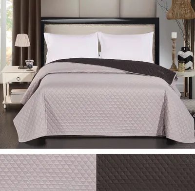 Produktbild von Luxus Bettüberwurf Axel mit Uni Wendedesign - Zweiseitige Tagesdecke, Farbe:Silver / Black, Größe:200 x 220 cm