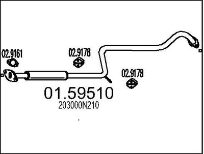 Produktbild von MTS 01.59510 Mittelschalldämpfer Schalldämpfer für NISSAN ALMERA I Hatchback (N15) ALMERA I (N15)