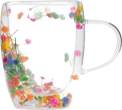 Produktbild von HOMLA SECO Glas mit Doppelwand und Blumen schmal 0,35 l