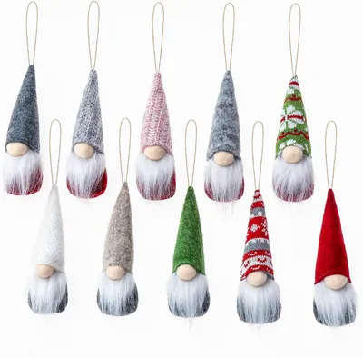 Zdjęcie produktu dla Zestaw 10 świątecznych gnomów - pluszowe ozdoby świąteczne - gnomi - dekoracje świąteczne w stylu skandynawskim