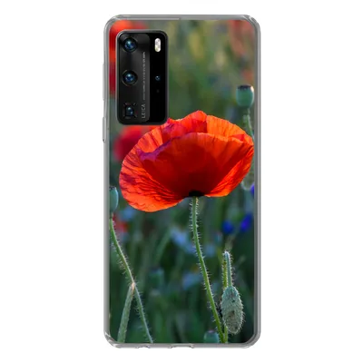 Produktbild von MuchoWow® Handyhülle Schutzhülle Hülle für Huawei P40 Pro Bunte Mohnblumen in den Niederlanden Silikon Softcase Handy Hülle - Schutz