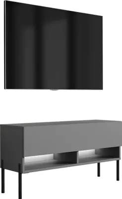 Produktbild von TV-Lowboard 100 cm Anthrazit, gerade schwarze Beine, 100 × 32 × 52 cm