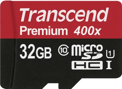 Image de Transcend microSDHC 32GB Class 10 UHS-I 400x + Adaptateur SD