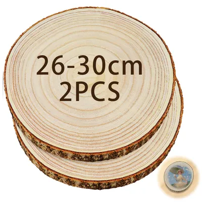 2 Holzscheiben 26-30 cm, Naturholz, 25 mm, für DIY-Basteln