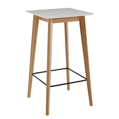 Produktbild von Stehtisch 60x110x60 cm Weiß Eckig | Bartisch für 4 Personen | Moderner Tisch für Bar | Design Partytisch Holz | Hochtisch Eiche Skandinavisch