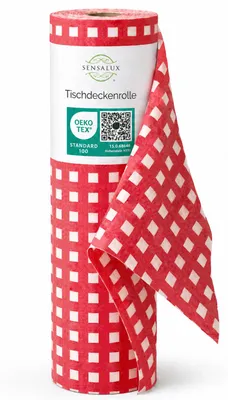 Immagine prodotto di Rotolo di tovaglia Sensalux, 1m x 25m a quadri, bianco-rosso