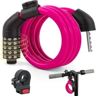 Imagen del producto de Candado para patinetes eléctricos, de 4 dígitos, 120 cm, ajustable, para patinetes eléctricos y bicicletas