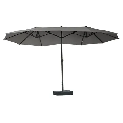Produktbild von Sonnenschirm Gartenschirm Marktschirm Doppelsonnenschirm Terrassenschirm mit Schirmständer Handkurbel Dunkelgrau Oval 460 x 270 x 240 cm