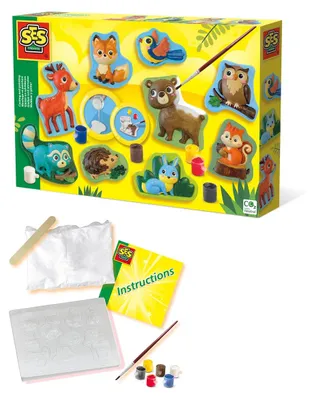 Produktbild von SES Creative 01134 Gips Gießen Waldtiere, Natur-Bastelset für Kinder, Guss-/Mal-Set für Kinder, 5 Jahr(e), Mehrfarbig